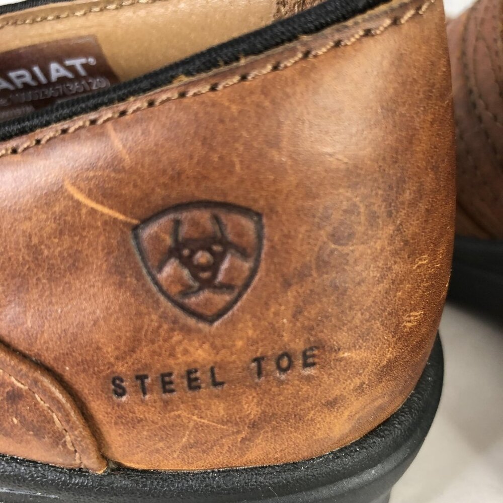 Ariat Steel Toe Work Shoes Womens Size 8.5 Brown Leather Slip On Clog 10002367 - Picture 4 of 16